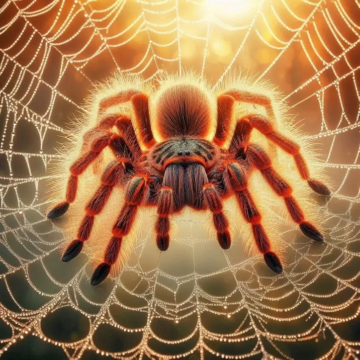 16893 orange baboon tarantula feeding
